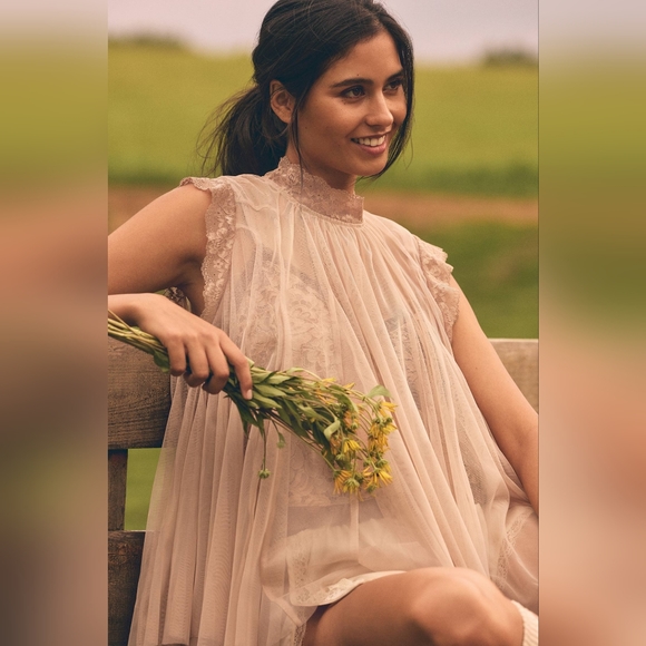 NWT By Anthropologie Godet Tulle Swing Top Color Rose Size M - Picture 5 of 8